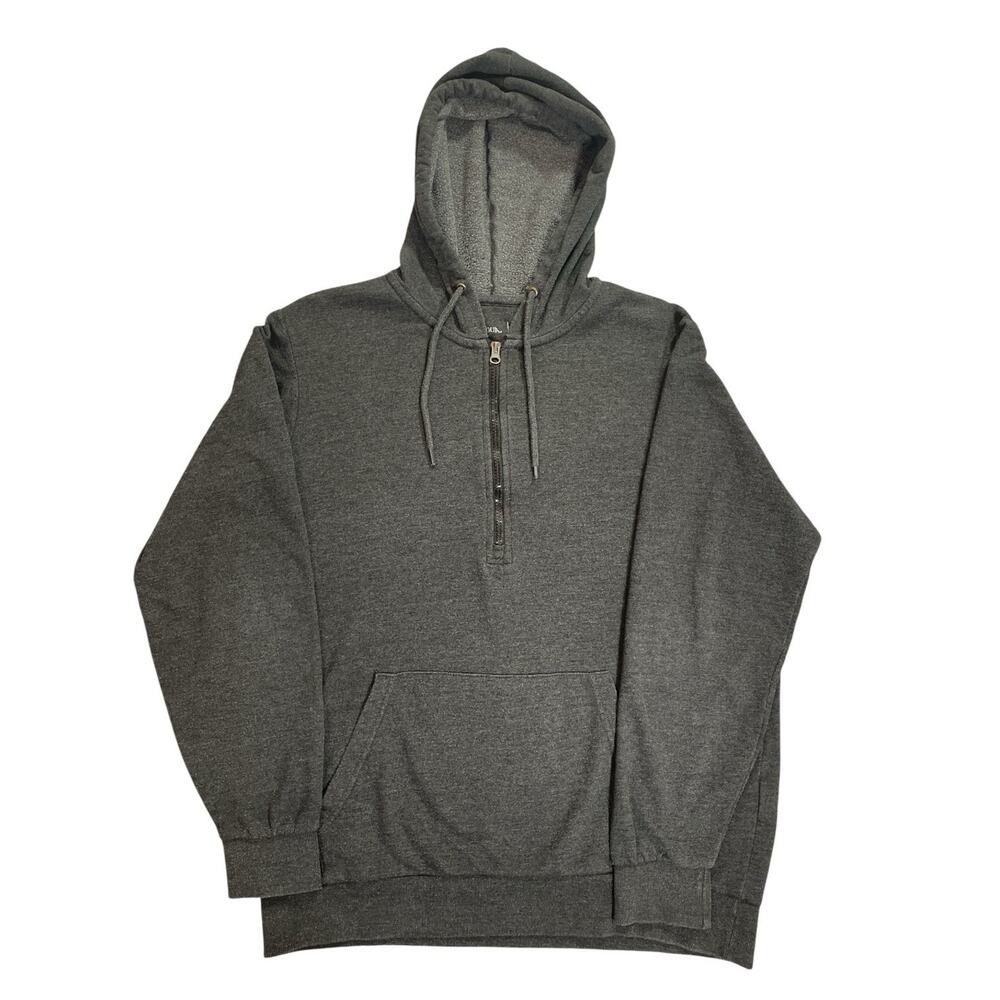 Antigua 1/2 Zip Hoodie Mens Large Gray Fleece Pullover Kangaroo Pocket